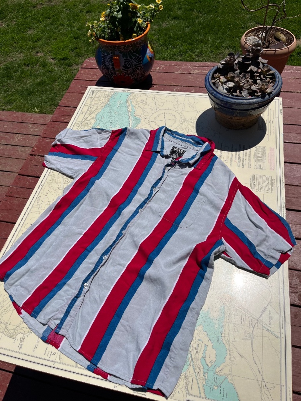 Super Massive Vertical Stripe Button Up Shirt